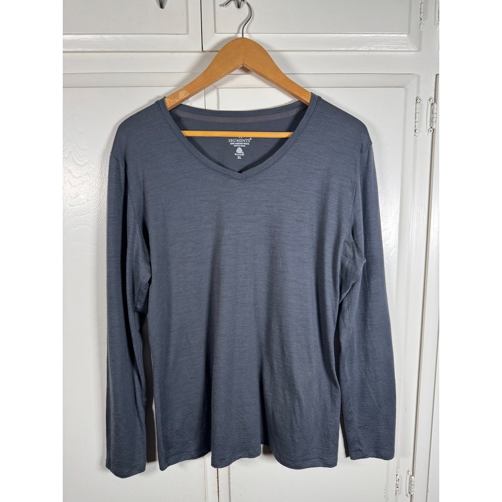 Segments 100% Merino Wool Long Sleeve V-Neck Top Gray XL 860492